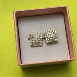 Gold Moissanite Iced Square Stud Earrings