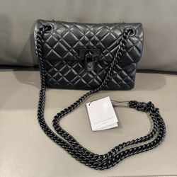 NWT Authentic Kurt Geiger Mini Brixton Drench Leather Shoulder Bag Black 