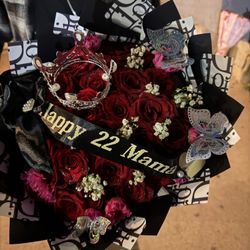 Red Roses With Baby Breath 