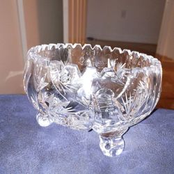 Vintage Cut Crystal Glass  Bowl with Pinwheel - Star Design