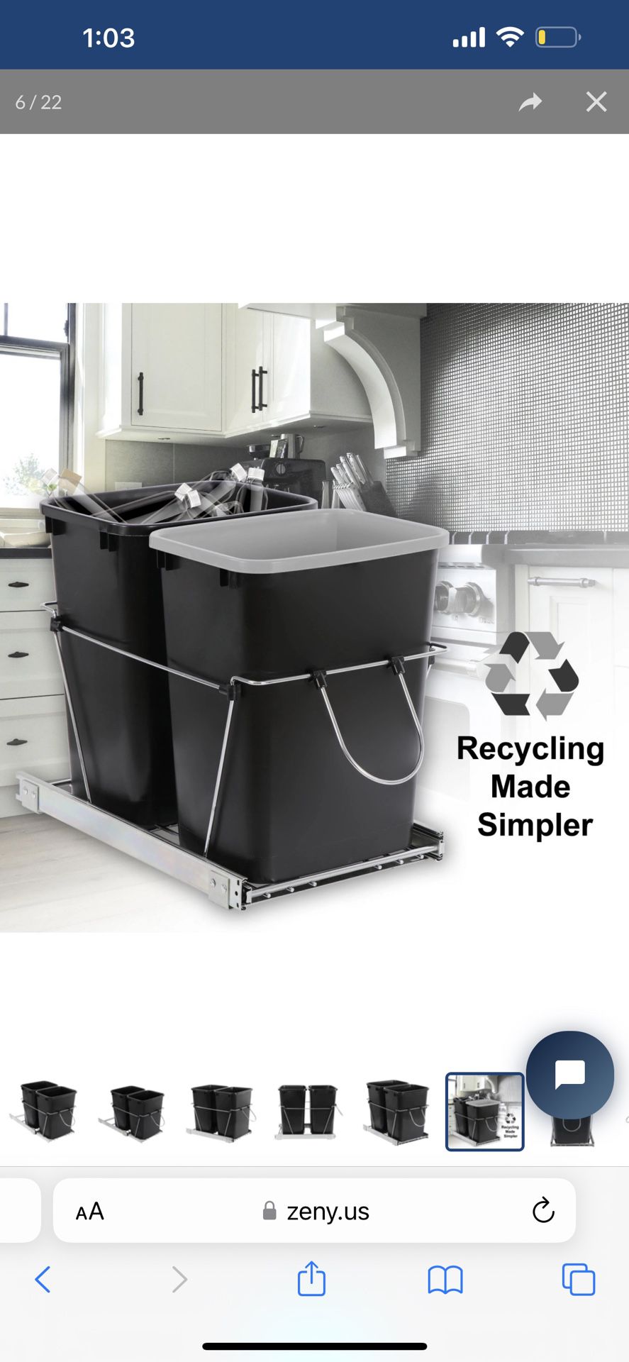 Cabinet Sliding Waste Bin for Kitchen Duo Pull-Out Recycle Cans Easy Access no show trash container