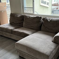 Bobs Furniture Grey Sectional Couch 