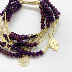 Metallic Purple New Gold Plated Semanario Bracelet