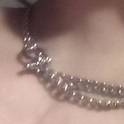 Necklace, Chain Necklace, Choker, Silver,Cuban Chain 