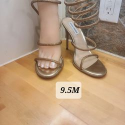 Women Rhinestones Spiral Ankle Wrap Strap High Heels Sandals