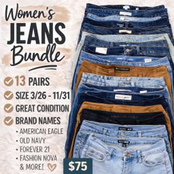 13 Pair Women’s Jeans Lot – AE, Old Navy, Forever 21 – Great Condition