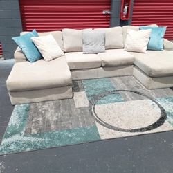 Beige Sectional Double Chaise 