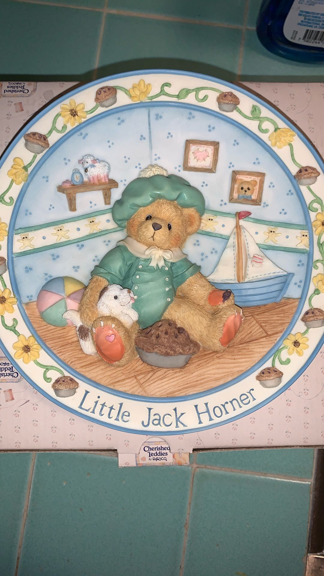Cherished Teddies New In The Box. Little Jack Hornet Plate 6 1/2”