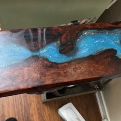 Resin Side Table Old Growth Redwood 