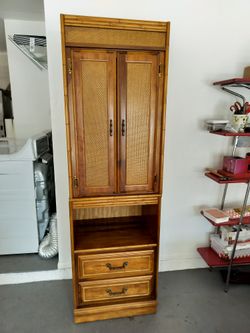 Vintage Faux Bamboo Bookcase Etagere Cabinet, See Full Description 