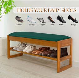 Acacia Wood Entryway Shoe Rack Bench