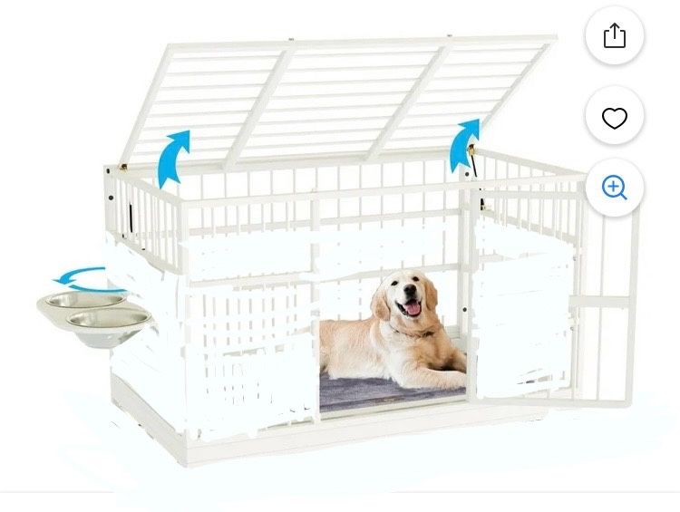 Dog Crate With Storage Bottom Weighs 100lb Is Solid White Wood New, Unopened