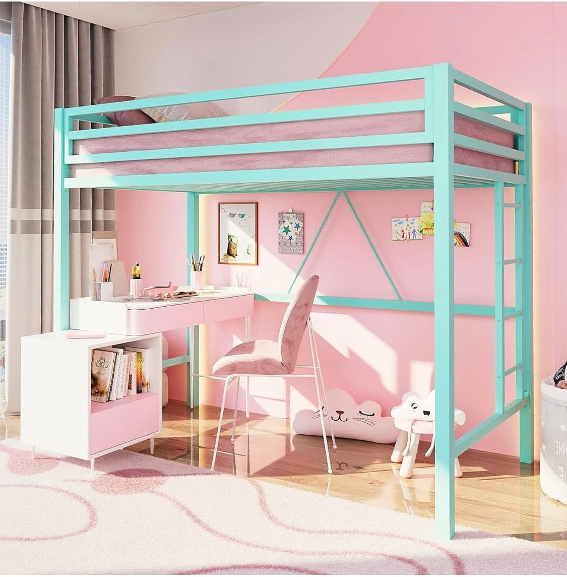 Metal Loft Bed Twin Size 