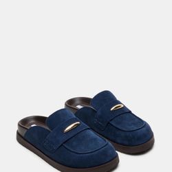 Steve Madden Tobin Navy Suede Slip-On Mule Flat (Size 8.5 women’s US) NWT