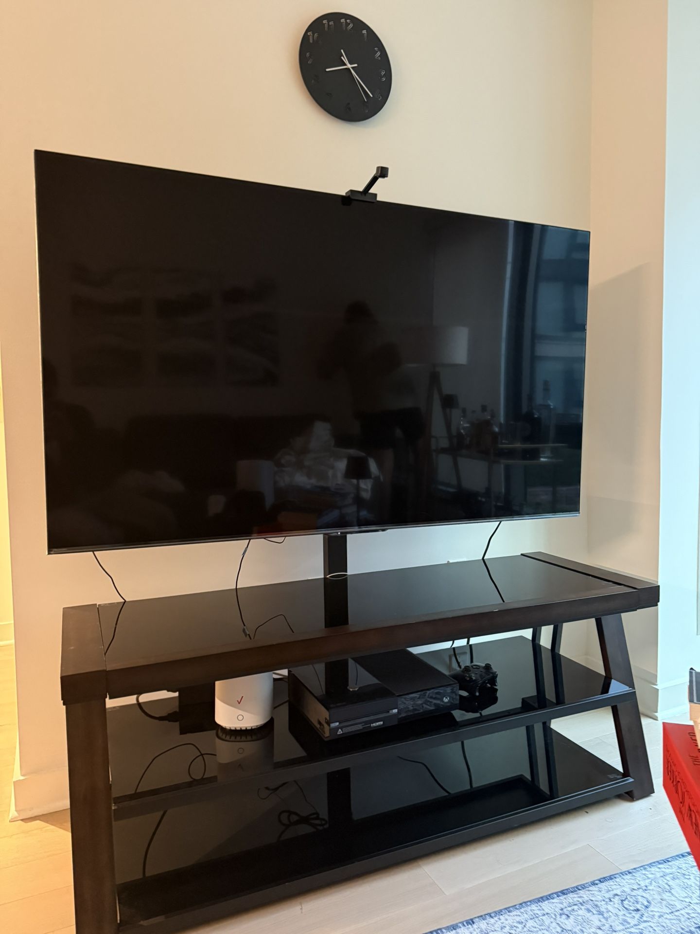 TV Stand - Modern Glass & Wood Entertainment Center