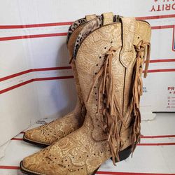 New Leather Western Cowboy Boots Women's SIZE 9