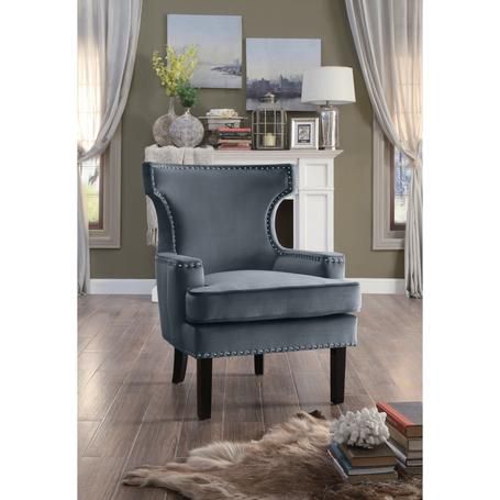 Lapis Gray Velvet Accent Chair by Homelegance