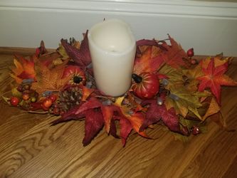 Fall Florals/Candle.  Battery Operated