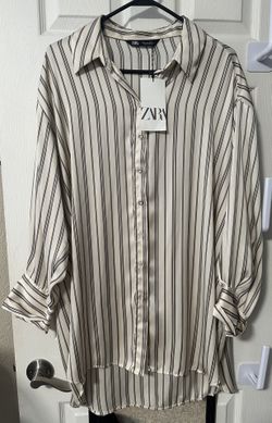 Zara Long Shirt ,size Large Oversized Fits A Xl And 1xl Too