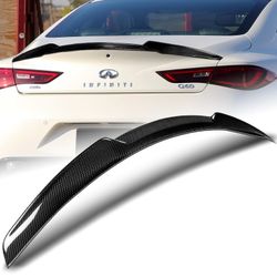 For 2017-2022 Infiniti Q60 Coupe V-Style Real Carbon Fiber Trunk Spoiler Wing -(2-SPC-6615-CF