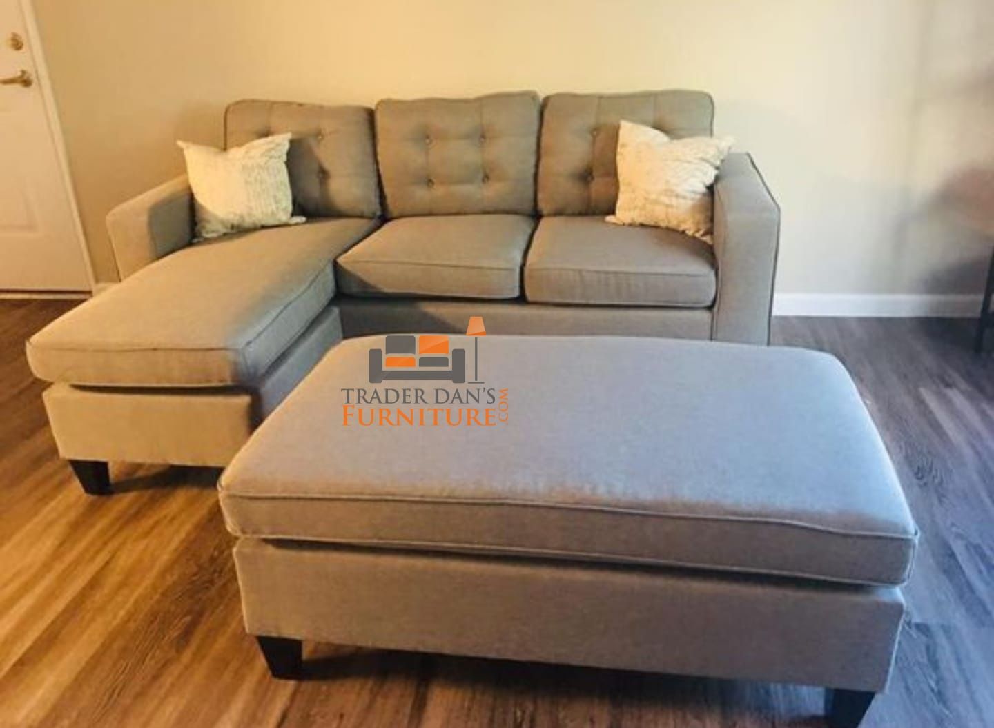 Sectional Sofa Couch With Ottoman/ Available In Gray And In Black 