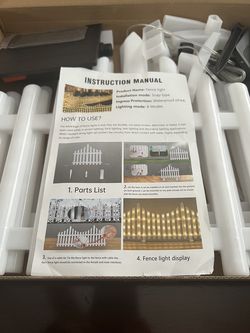 Solar Power Garden Lights Outdoor - White Picket Fence (4 pack)