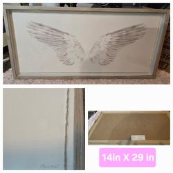 Angel Wings On Rubble Paper Framed Wall Art Decor Heavenly