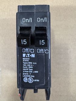 Eaton 15A 2-Pole Circuit Breaker