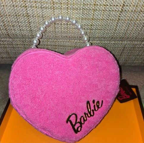 Mattel Barbie Heart Bag Crossbody Figural Fuzzy Soft Shoulder Strap