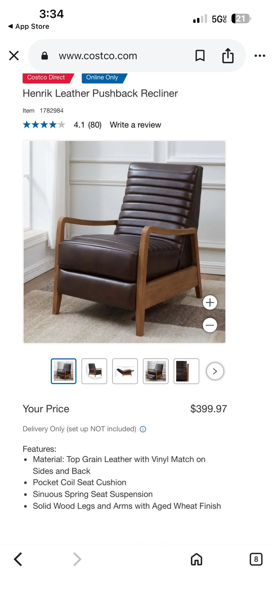 Henrik Leather Pushback Recliner