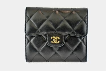 Chanel classic small flap wallet black leather gold hardware compact women’s