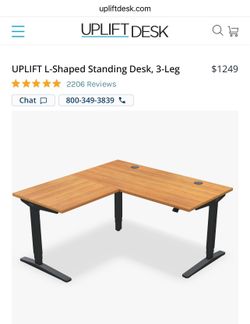 UPLIFT L-Shaped electric adjustable Standing Desk bamboo top L60”D60”W30”*W28”*H25”~H47”(address in description)  👇delivery 🚚 available within 15 mi