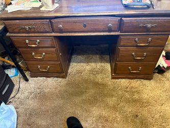 Antique - Walnut 7 drawer wooden home office computer desk