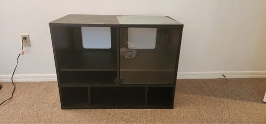 Black Media Cabinet with Glass Doors