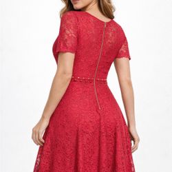 Red Lace Fit & Flare Dress 