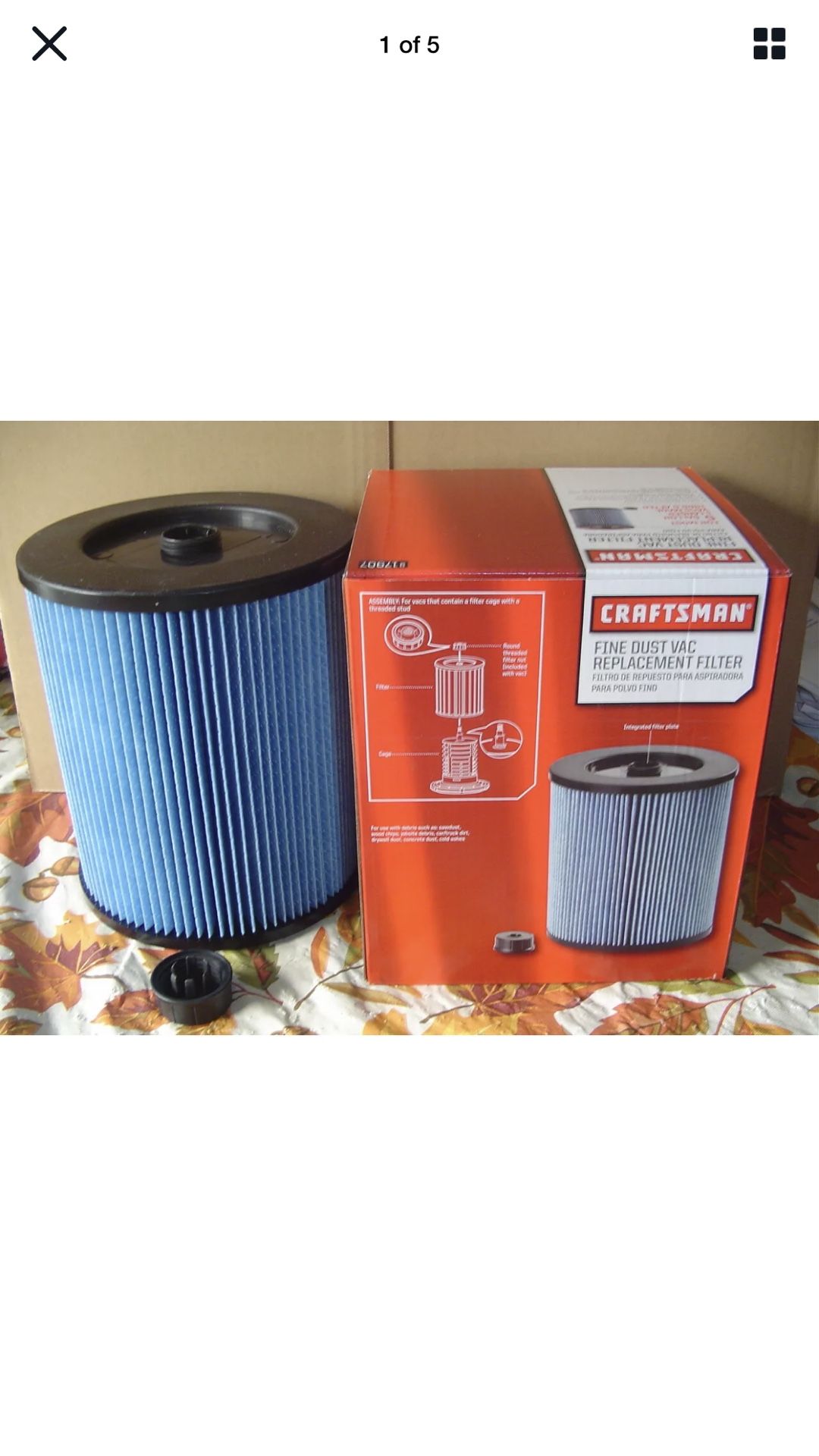 1 CRAFTSMAN Cartridge Filter for Shop Vac Craftsman 17907 Air Filter FINE DUST