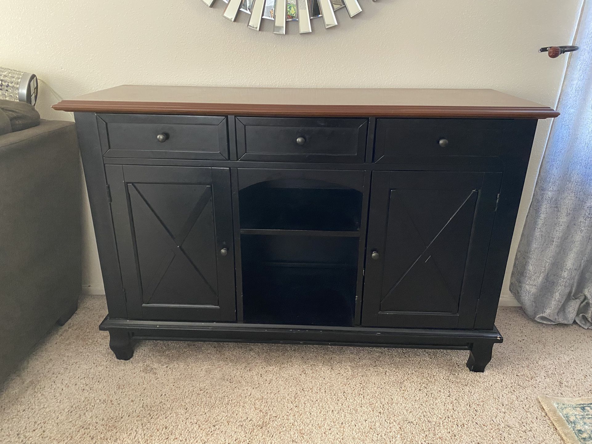 Black and Wood Console table with storage