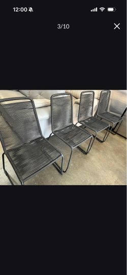 Set of 4 Indoor/Outdoor Stacking Dining/ Side Black Rope Chair Very Good Condition