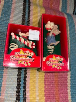 Kurt S Adler Merry Chrismouse Ornaments W205 & W207 Holly Adler NIB Set 2