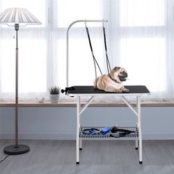 32-/36-inch Pet Dog Cat Grooming Table Professional Foldable Height Adjustable Drying Table w/Arm & Noose & Mesh Tray, Maximum Capacity Up to 220lbs B