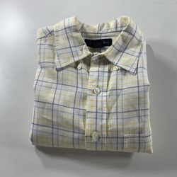 Brooks Brothers 100% Pure Irish Linen Long Sleeved Button Down Shirt Size Large