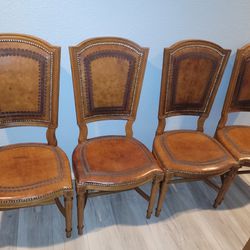 Vintage Leather Dining Chairs (Set Of 4)
