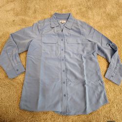 Light Blue Vintage Disco Button Down Shirt Size S NEW MC