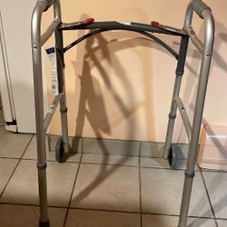 Drive Medical Deluxe Folding Walker 10210-4, 350lb Capacity, 5 Inch Wheels 