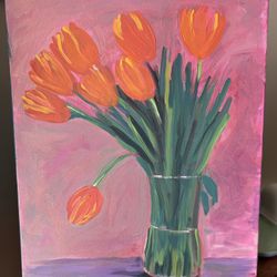 16x20 Hand painted Bouquet Of Tulips 