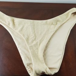 Aerie Gold Shimmering Cheeky Bikini Bottom Size XXL 

