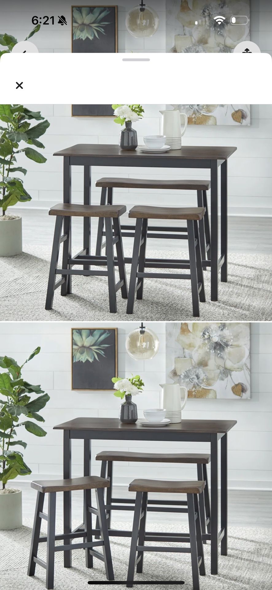 Table And Stools - All Black