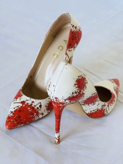 Women Stylish Heels Red White