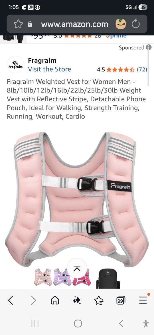 New Pink Weighted Vest 25lb