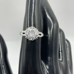 Solid 925 Sterling Silver Cubic Zirconia Cocktail Promise Engagement Ring Size 7.5